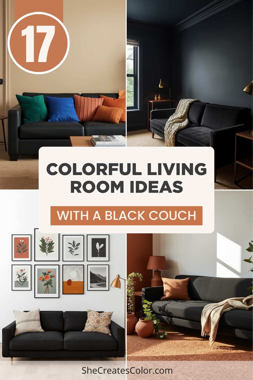 17 Colorful Living Room Ideas with a Black Couch Latest