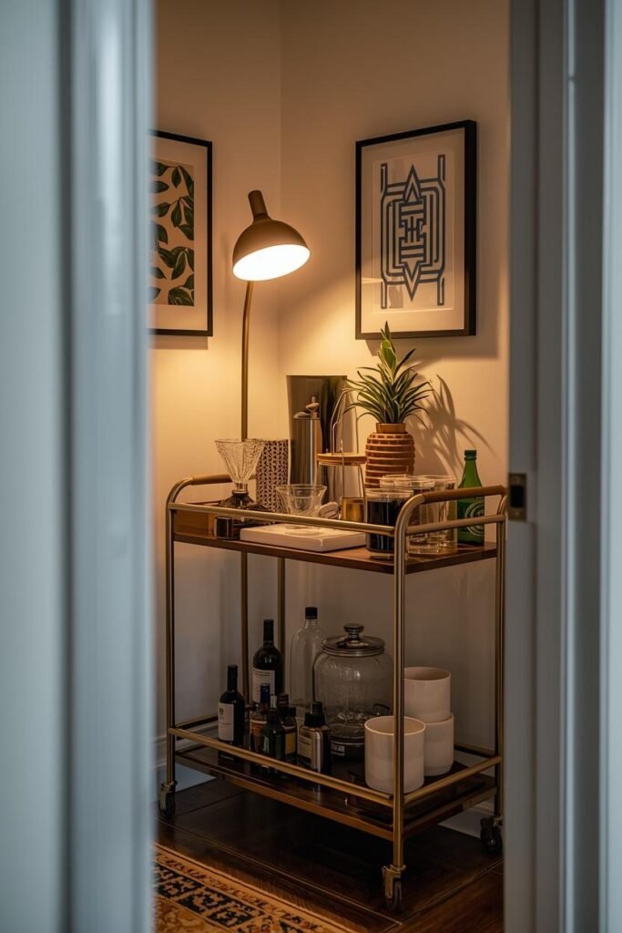 Use a Bar Cart or Coffee Station as a Personality Piece